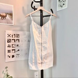 White Front Zip Mini Dress